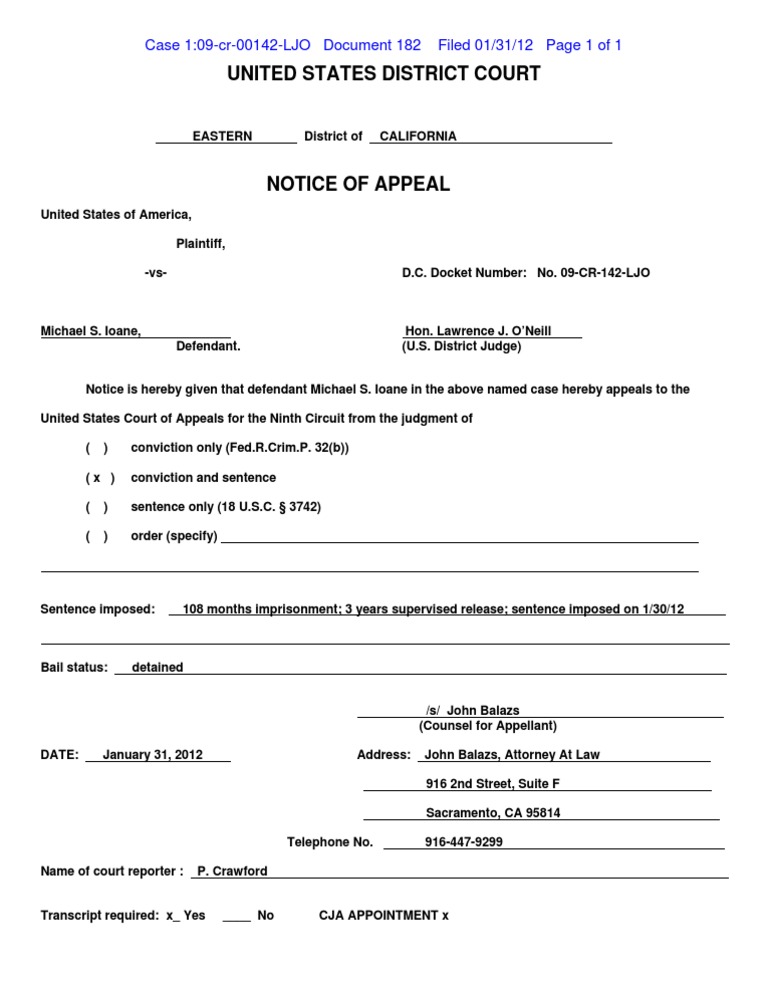 Notice of Appeal | PDF