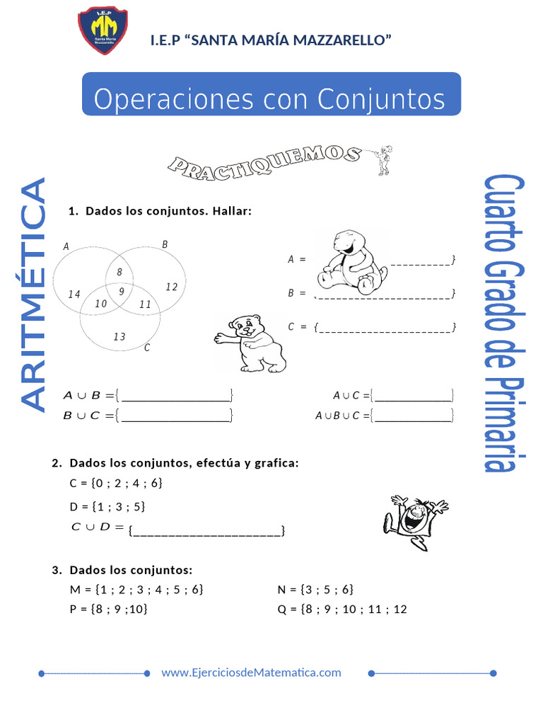 Ejercicios de Operaciones Con Conjuntos para Cuarto de Primaria | PDF