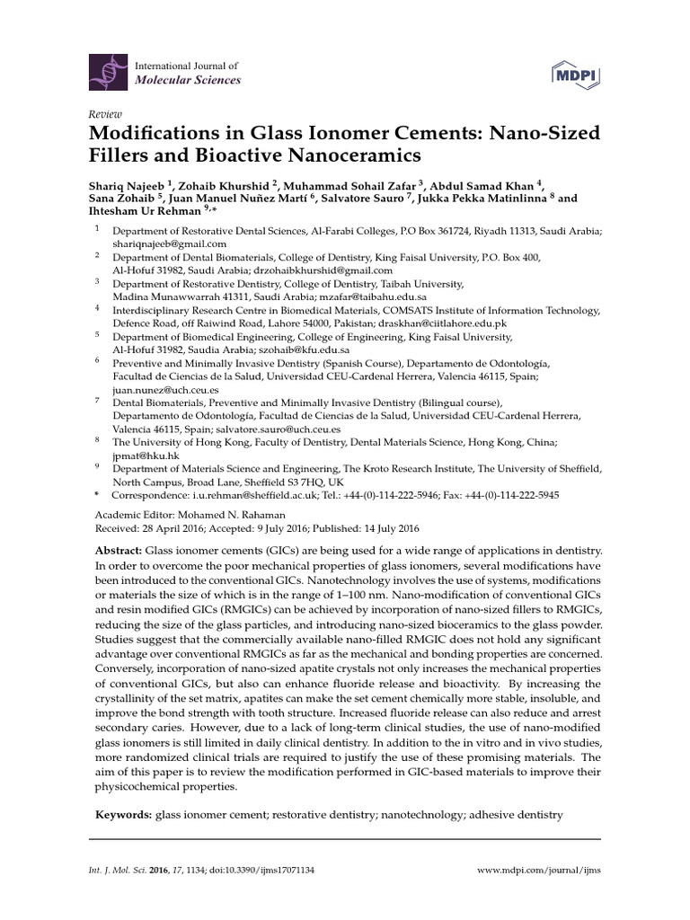Enhancing Glass Ionomer Cements | PDF | Dental Material | Dental Composite