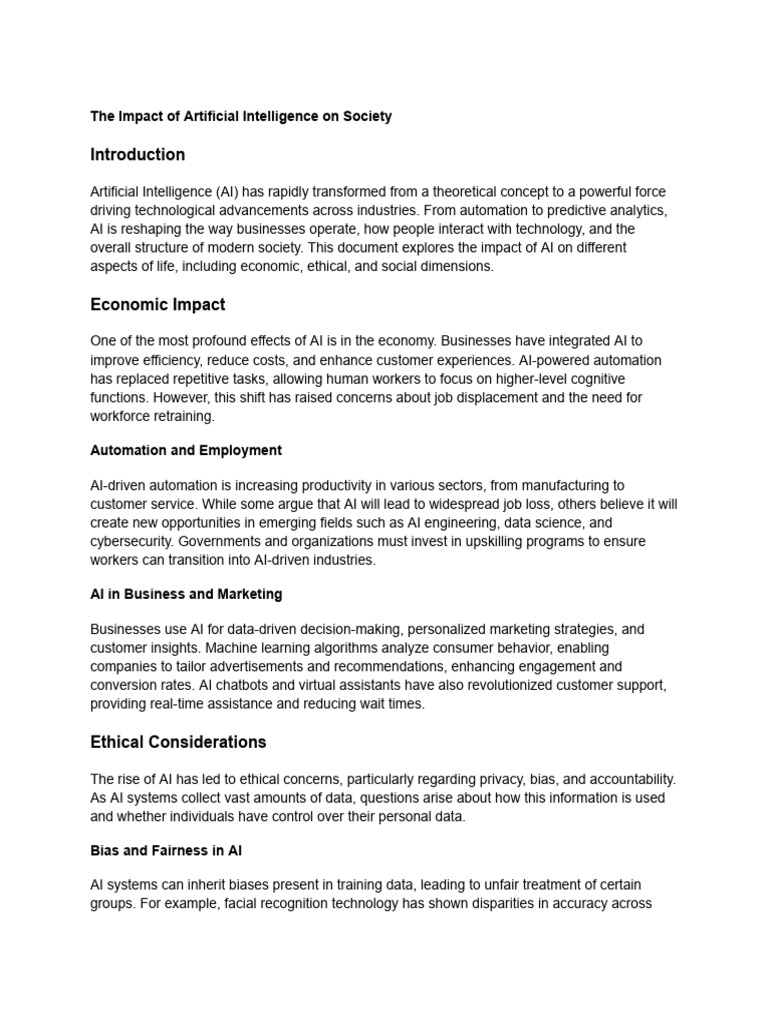 AI's Societal Impact and Ethical Challenges | PDF | Artificial ...