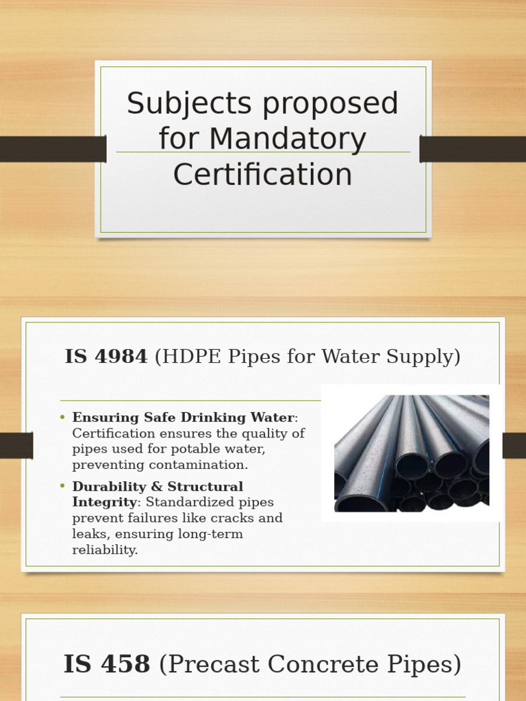Subjects For Mandatory Certification | PDF