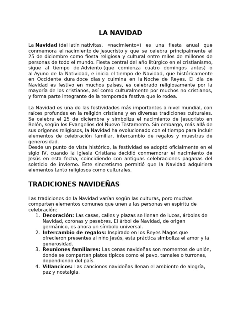 Significado y Tradiciones de la Navidad | PDF | Navidad | Natividad De ...