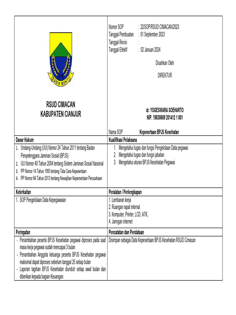 Prosedur Kepesertaan BPJS Kesehatan | PDF