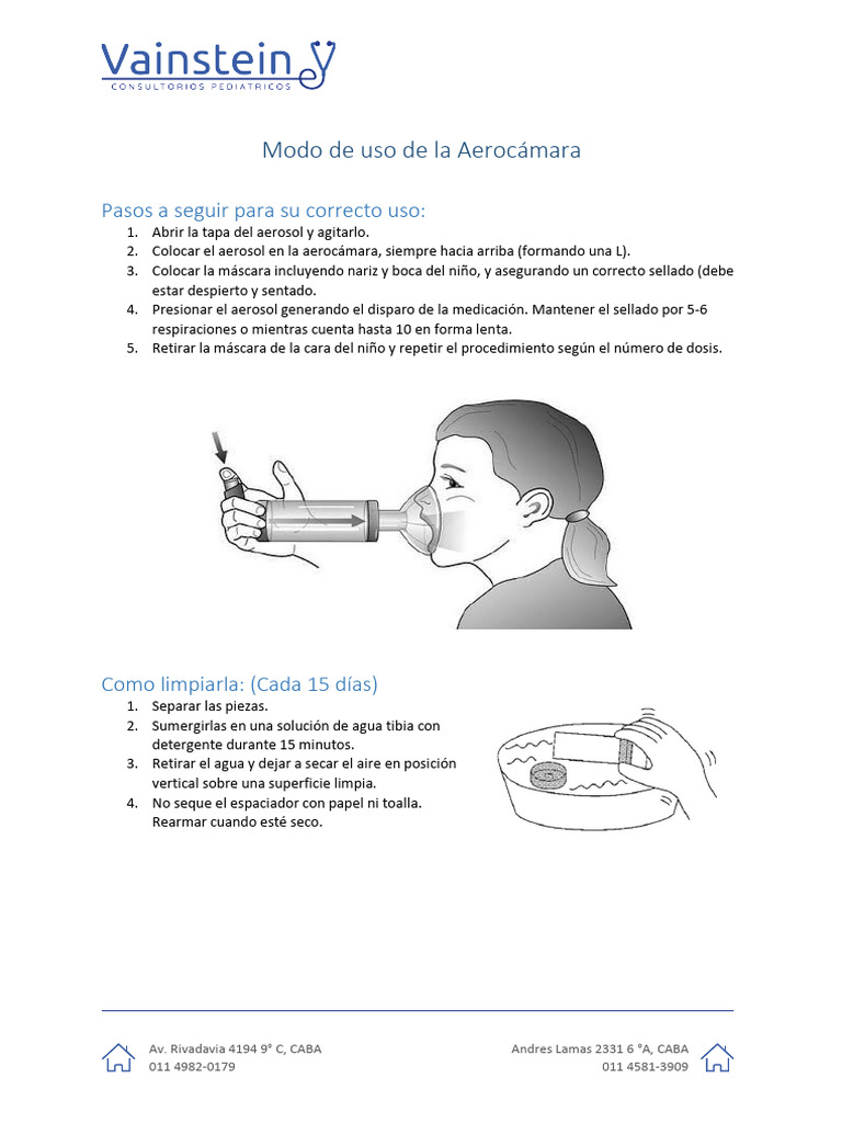 Uso y cuidado de la Aerocámara en niños | PDF