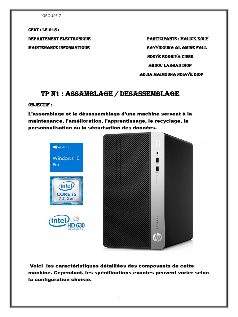 Caractéristiques des Composants PC | PDF | USB | Architecture ...