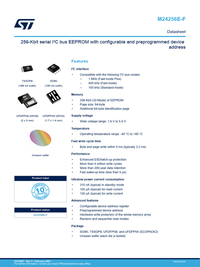 256-Kbit I²C EEPROM with Configurable Address | PDF | Computer ...