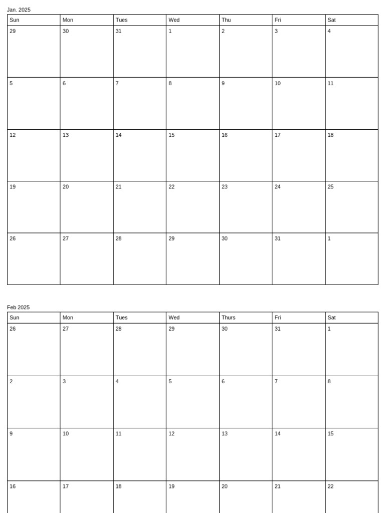 Blank Calendar (Jan - May) | PDF