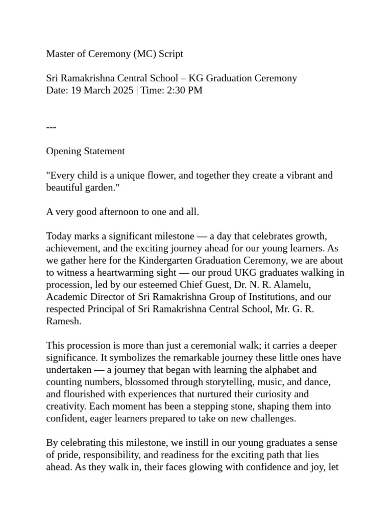 KG Graduation Ceremony Highlights | PDF