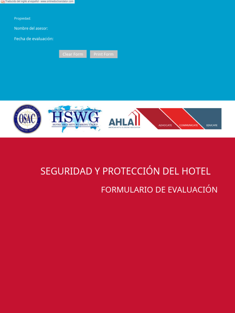 2085 AHLA and OSAC 2014 Hotel Security and Safety Assessment Form - En ...
