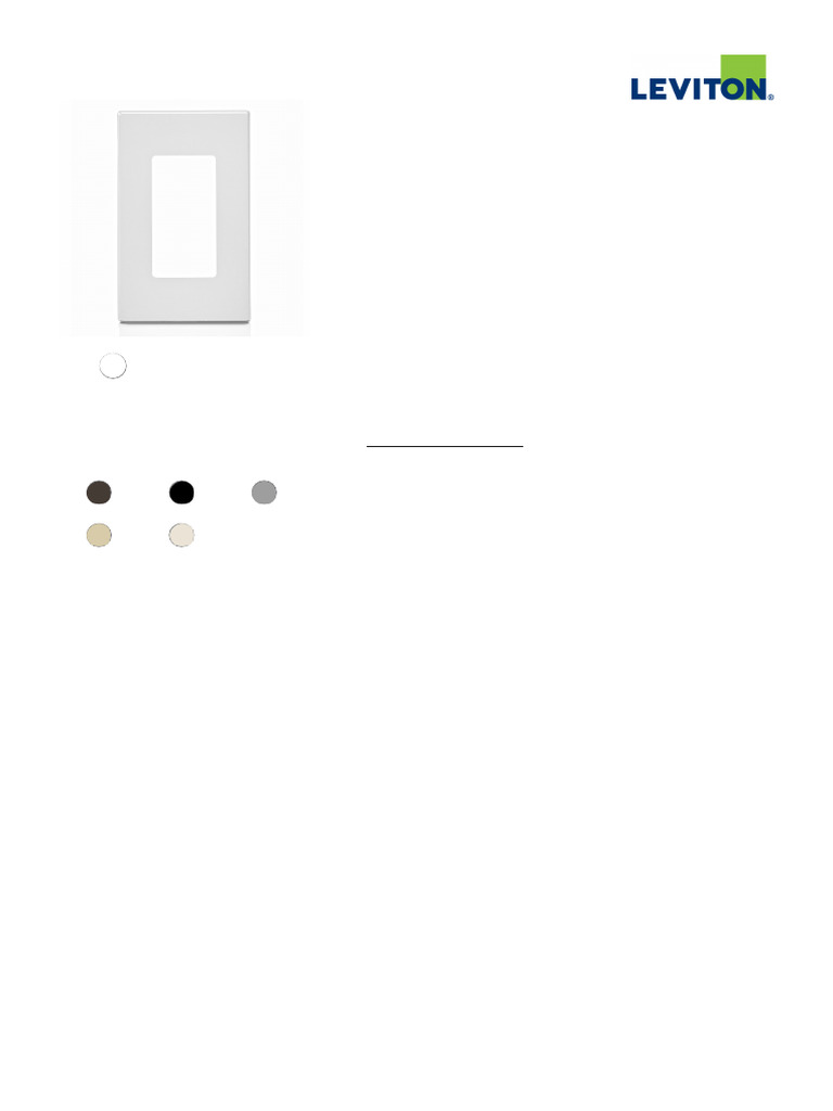 Leviton Decora Plus 1-Gang Decorator/Rocker Switch Plate 80301-SW - Screwless - 8 Pack, White