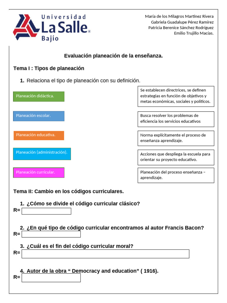 Tipos de Planeación Educativa y Curricular | PDF | Plan de estudios ...