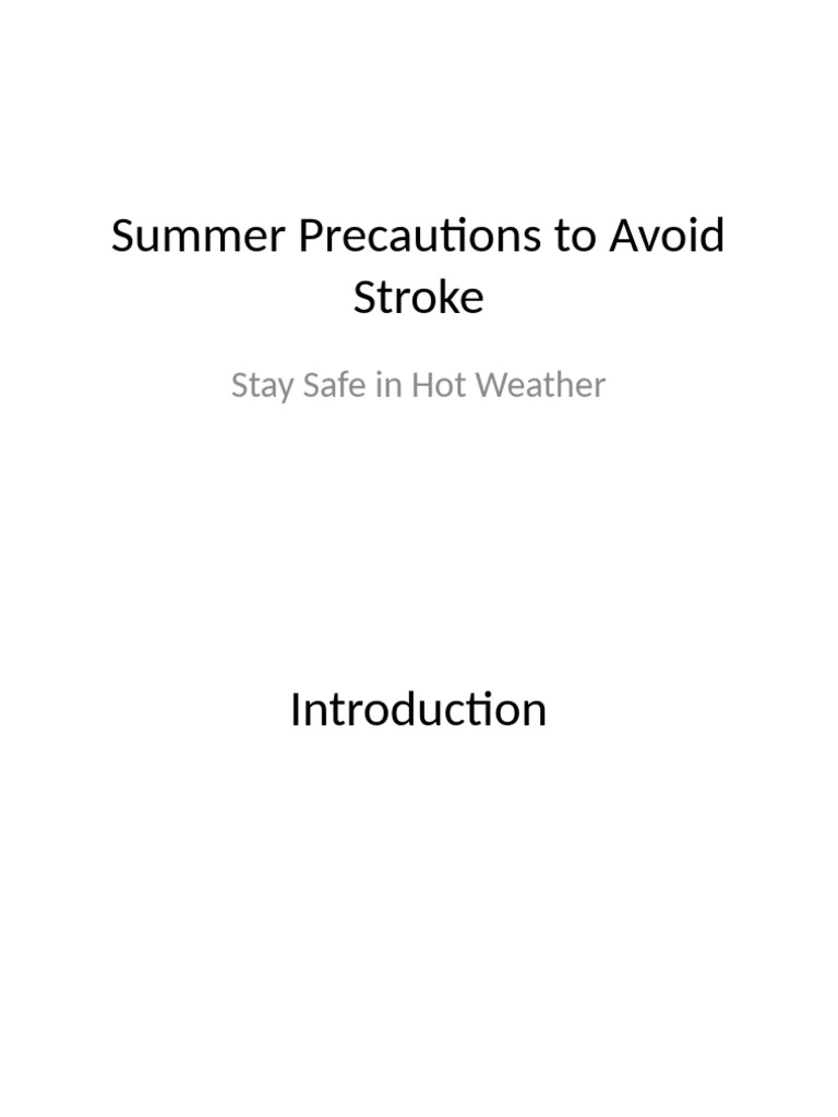 Summer Precautions Avoid Stroke With Images | PDF