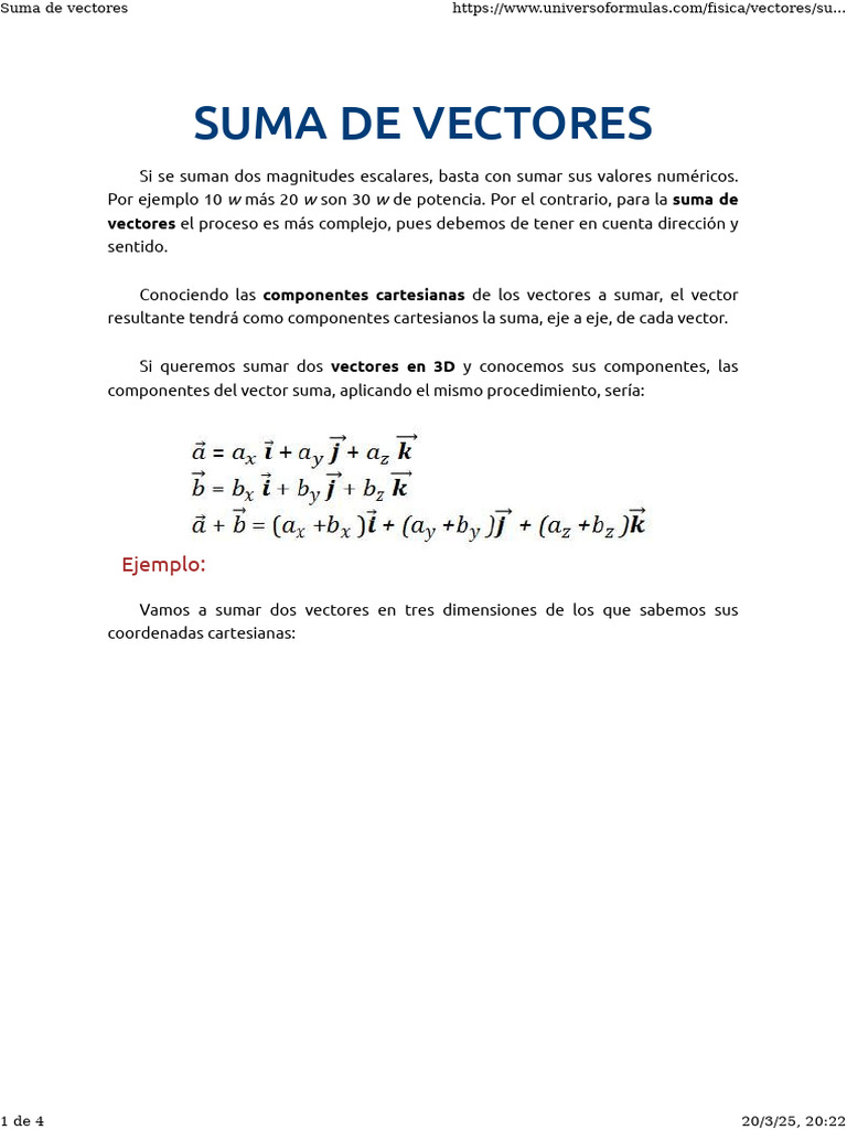 Suma de Vectores en 3D y Métodos | PDF | Vector Euclidiano | Triángulo