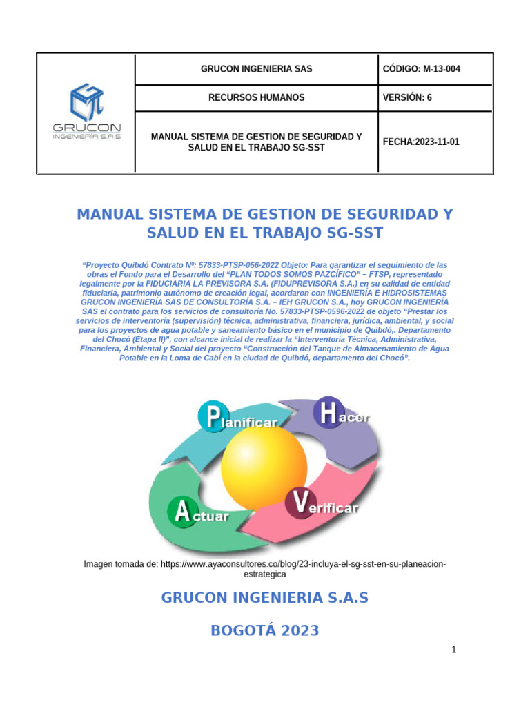 MA-13-004 Sistema de Seguridad y Salud en el Trabajo 2022 _V6 | PDF ...