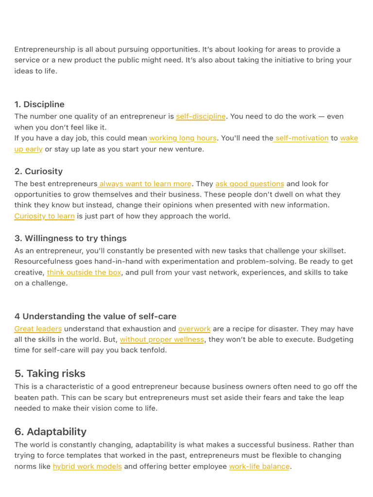 Key Traits of Successful Entrepreneurs | PDF | Entrepreneurship ...
