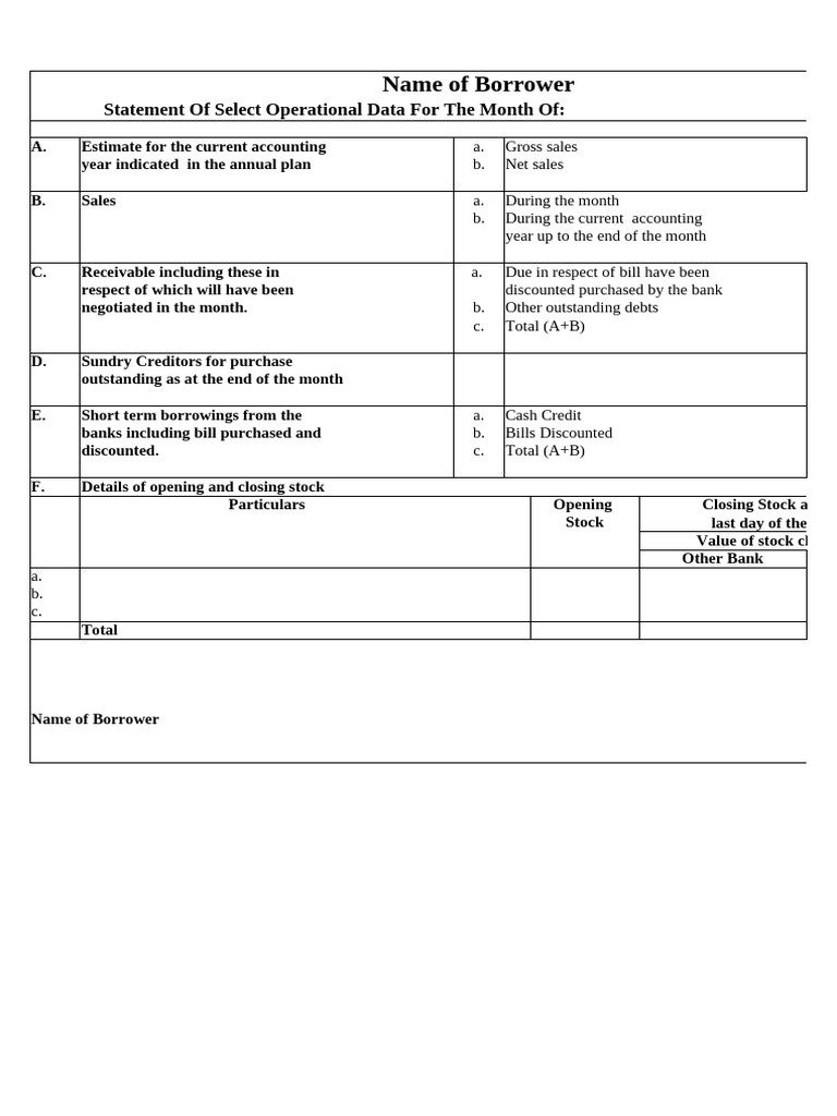 Stock Statement for Bank of Maharashtra | PDF | Banks | Personal Finance