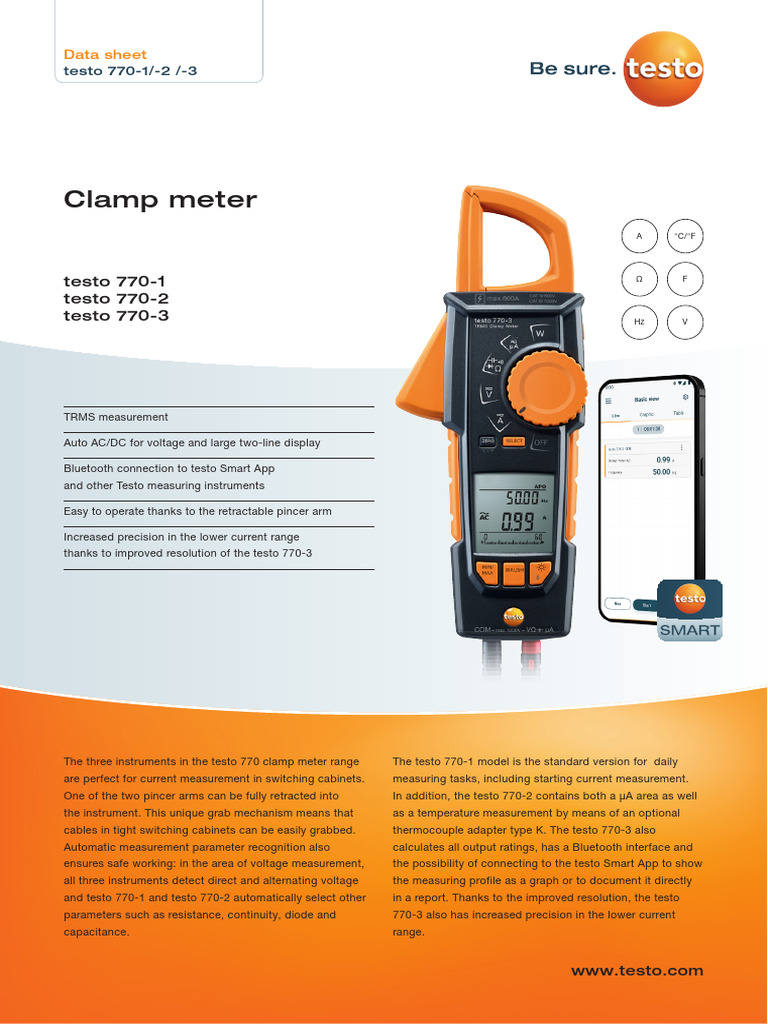 Testo 770 Datasheet en | PDF | Thermocouple | Accuracy And Precision