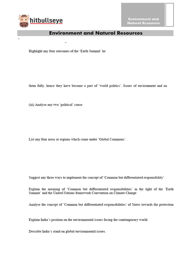 Environment and Natural Resources | PDF | United Nations Framework ...