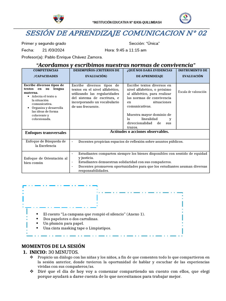 Normas de Convivencia en el Aula | PDF | Salón de clases