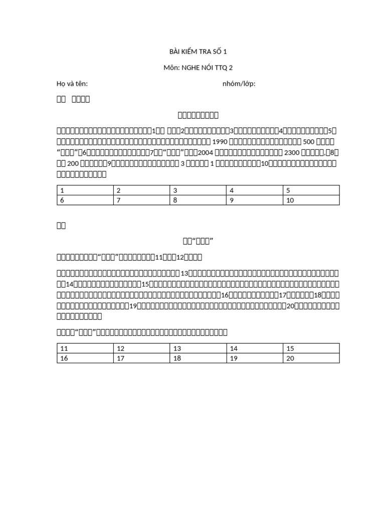 KT 1 điền từ | PDF