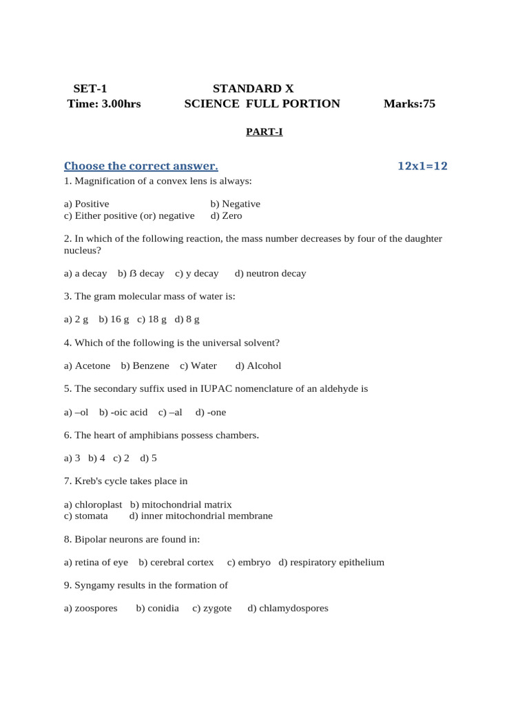 Important Science Questions for Class 10 | PDF | Solubility | Chemical ...