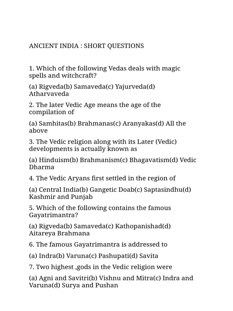 Vedic Knowledge: Short Q&A Guide | PDF | Vedas | Hindu Literature