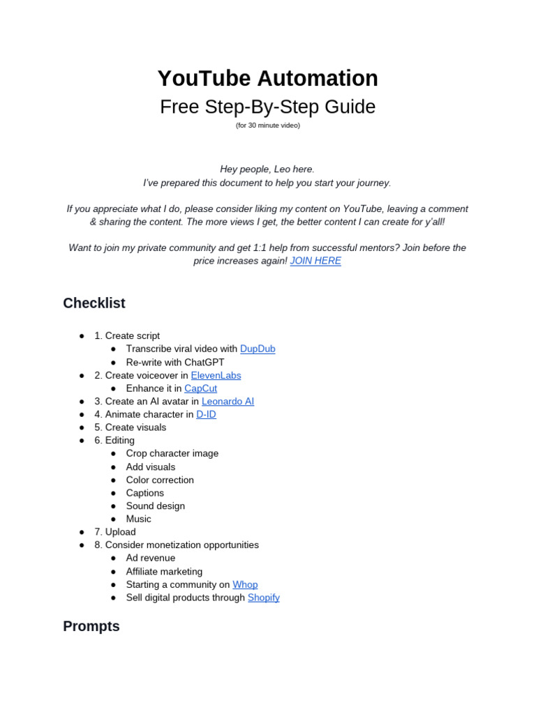 YouTube Automation Step-by-Step Guide | PDF | You Tube
