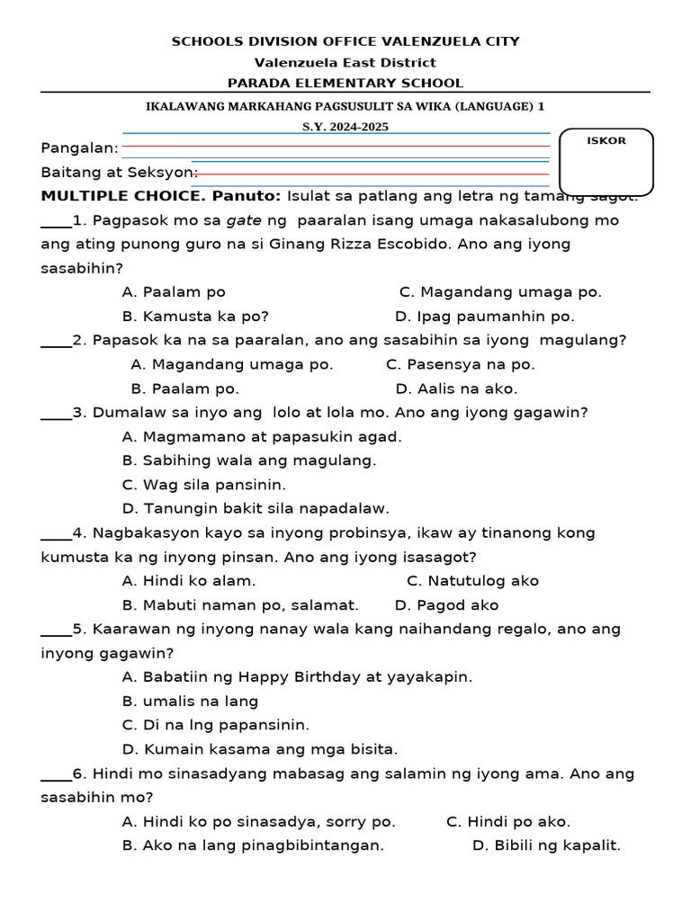 Fourth Periodical Test in Language - Final | PDF