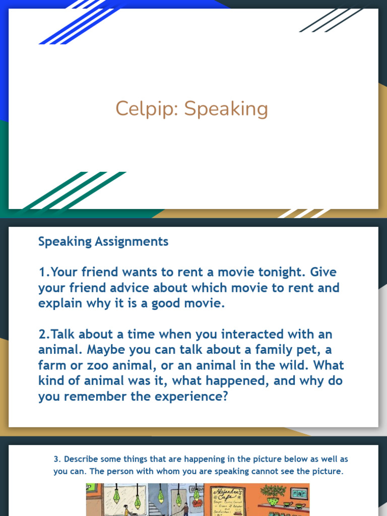CELPIP Speaking Tasks Guide | PDF | Vocabulary | Linguistics