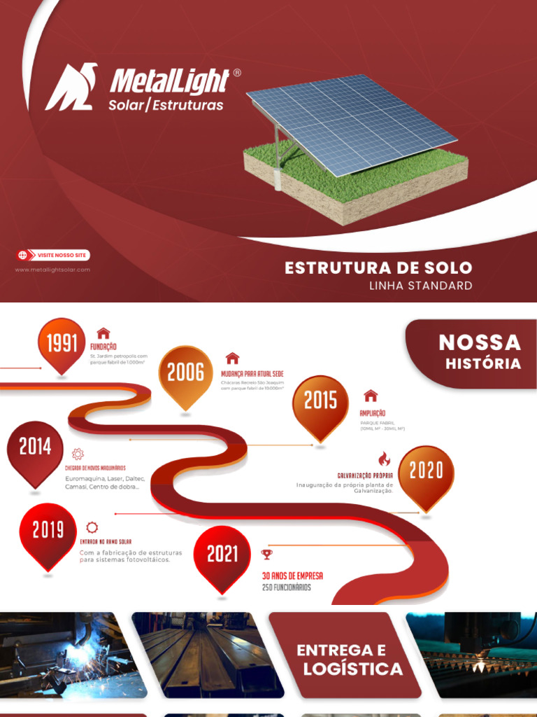Estrutura de Solo Linha Standard Solar | PDF | Galvanização | Parafuso