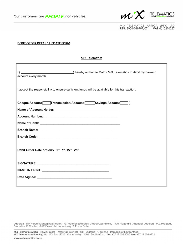 Debit Order Details - 2022 | PDF