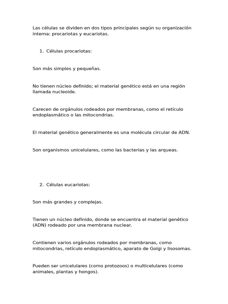 Tipos de Células: Procariotas y Eucariotas | PDF