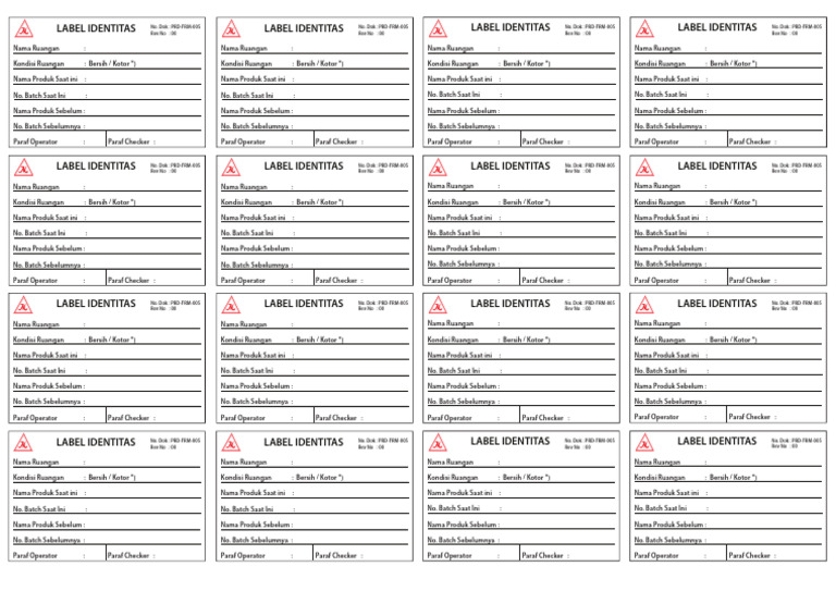 Label Identitas Ruangan dan Produk | PDF