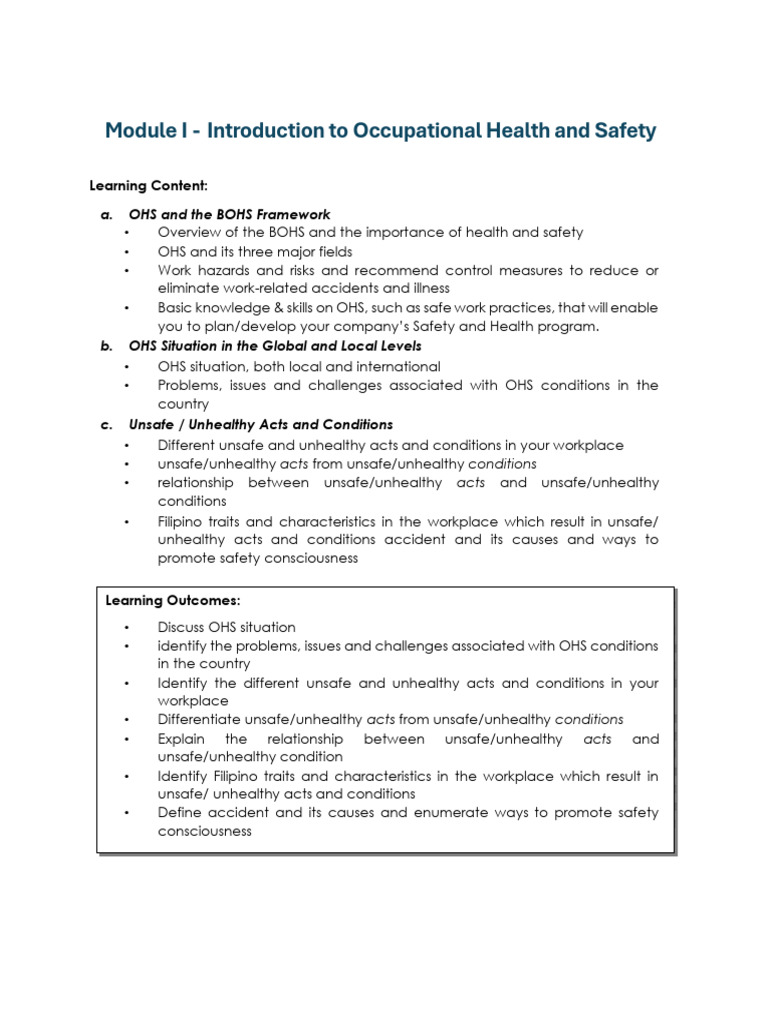 Introduction to Occupational Health & Safety | PDF | Occupational ...