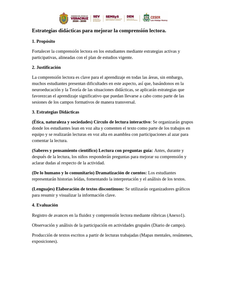 Propuesta Didáctica para La Mejora de La Comprensión Lectora | PDF ...