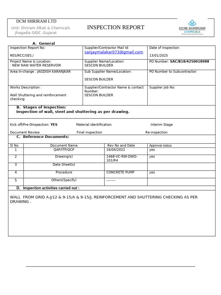 Raw Water Reservoir Inspection Report | PDF