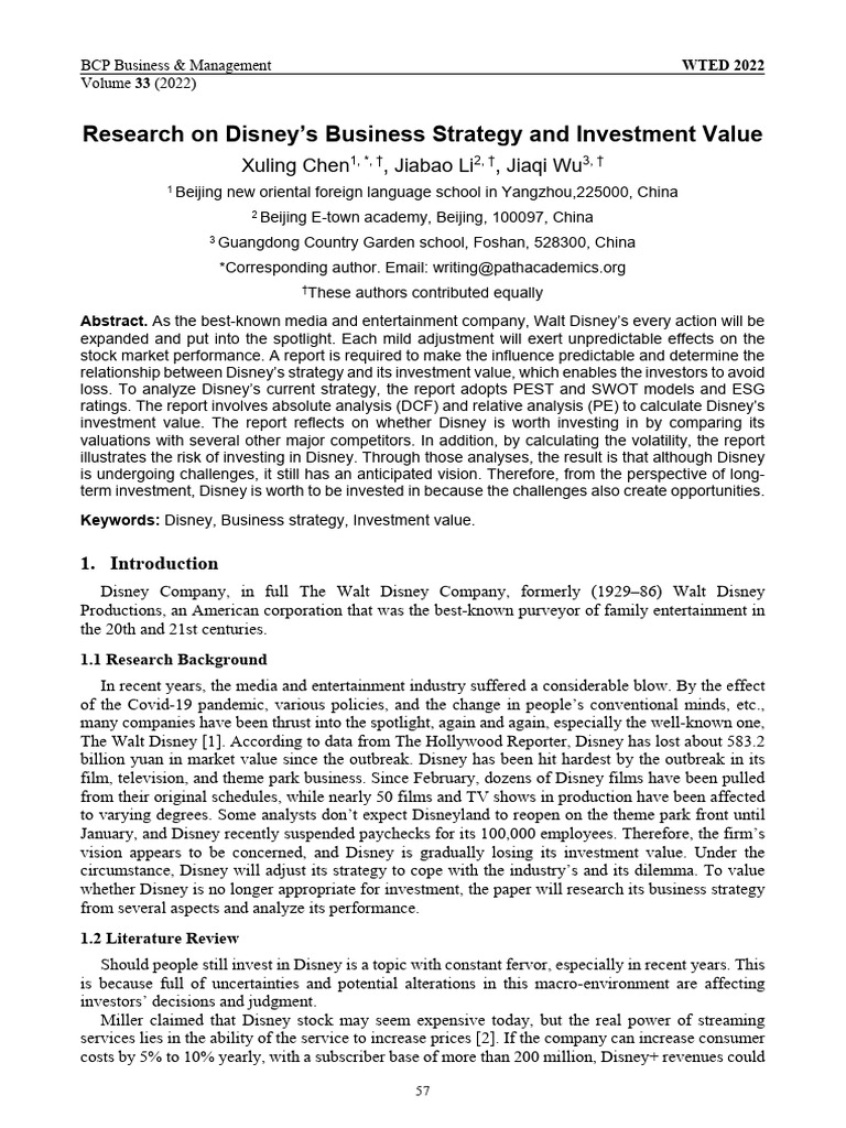 Research_on_Disneys_Business_Strategy_and_Investm | PDF | Disneyland ...