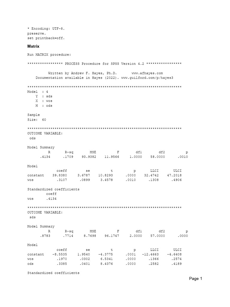 SPSS Matrix Analysis Results Summary | PDF | Bootstrapping (Statistics ...