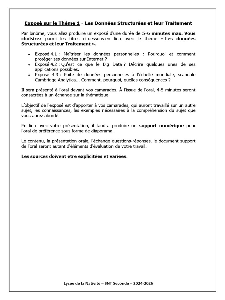 Exposé sur les Données Structurées | PDF