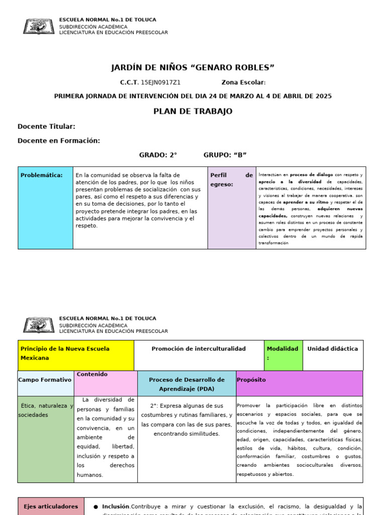 Proyecto de Inclusión Familiar en Jardín | PDF | Educación de la ...