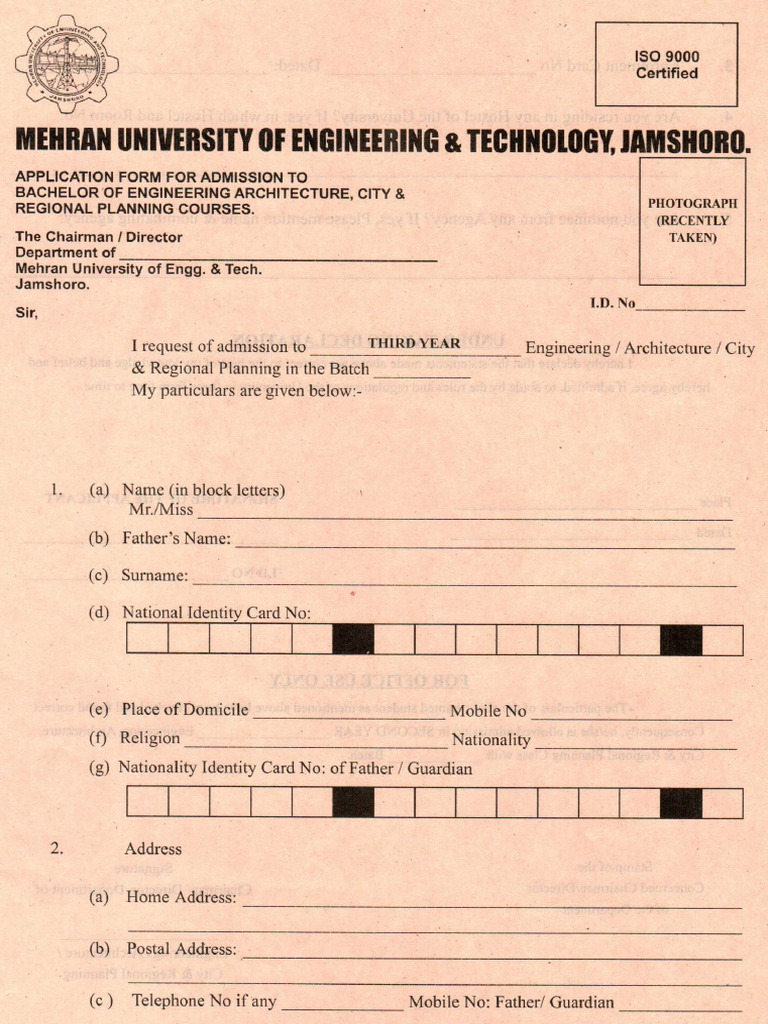 08-12-2020-Admission Form For The 3rd Year | PDF