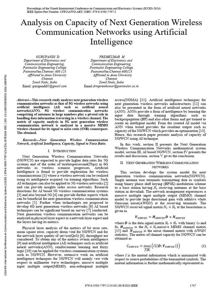 AI-Driven Capacity Analysis for 5G Networks | PDF | Mimo | Artificial ...