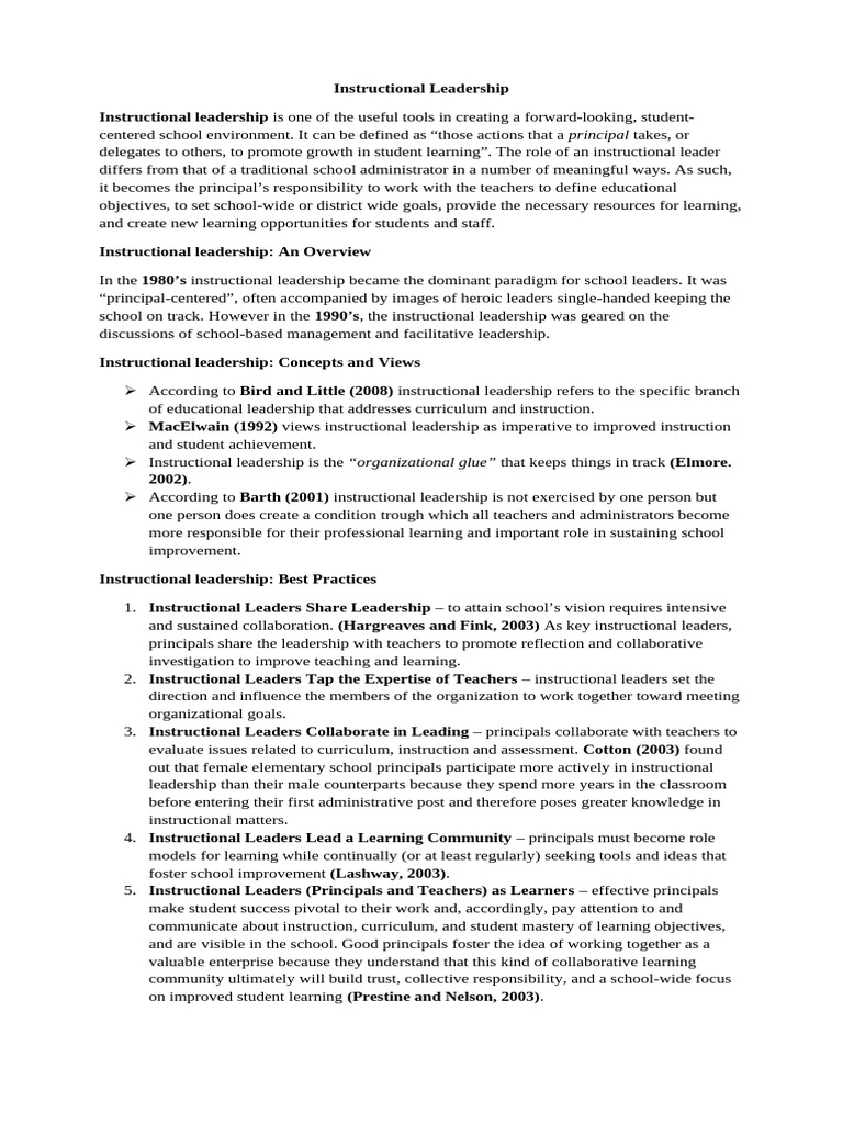 Instructional Leadership | PDF | Leadership | Learning