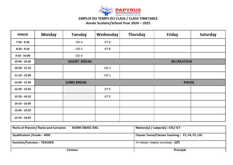 Monday Tuesday Wednesday Thursday Friday Saturday | PDF