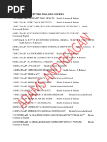 Kmtc 2025 March Intake Available Courses