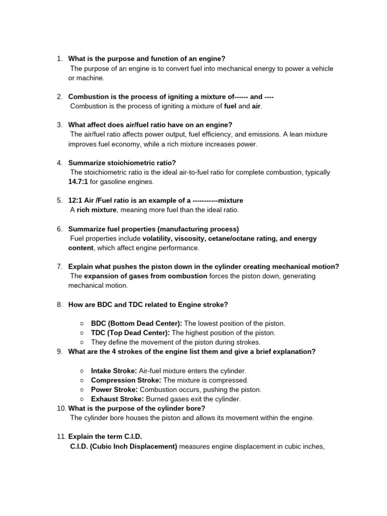 4 Stroke Engine Work Booklet Answers. | PDF | Internal Combustion