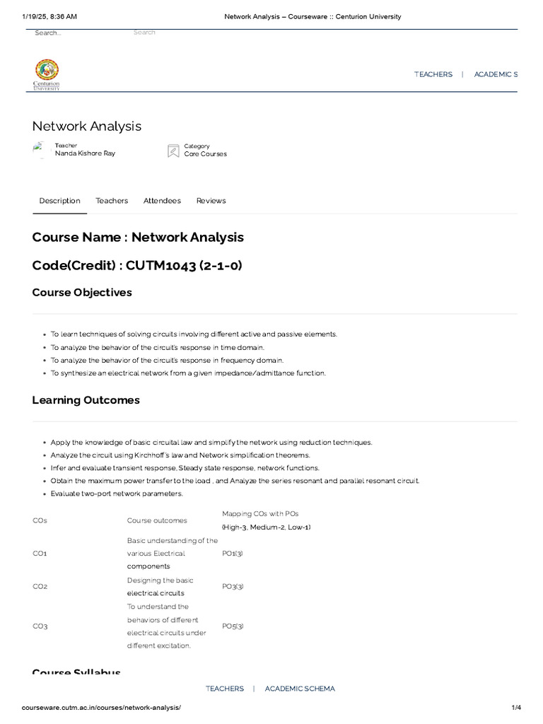 Network Analysis - Courseware - Centurion University-1 | PDF ...