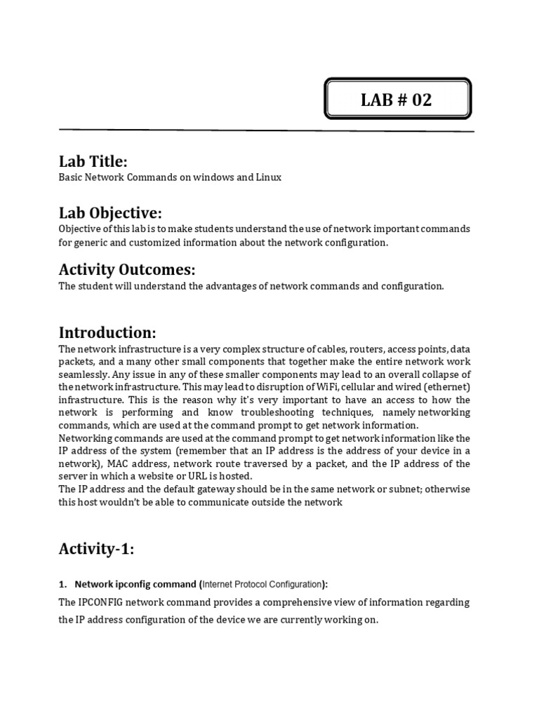 Linux Equivalents of Network Commands | PDF | Computer Network | Ip Address
