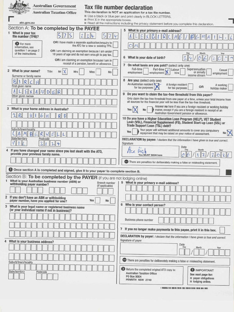 Alex B TFN | PDF