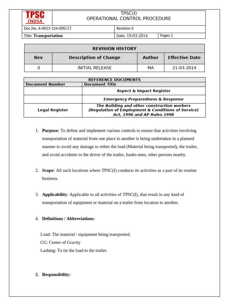 Transportation Operational Control Guide | PDF | Rope | Wire